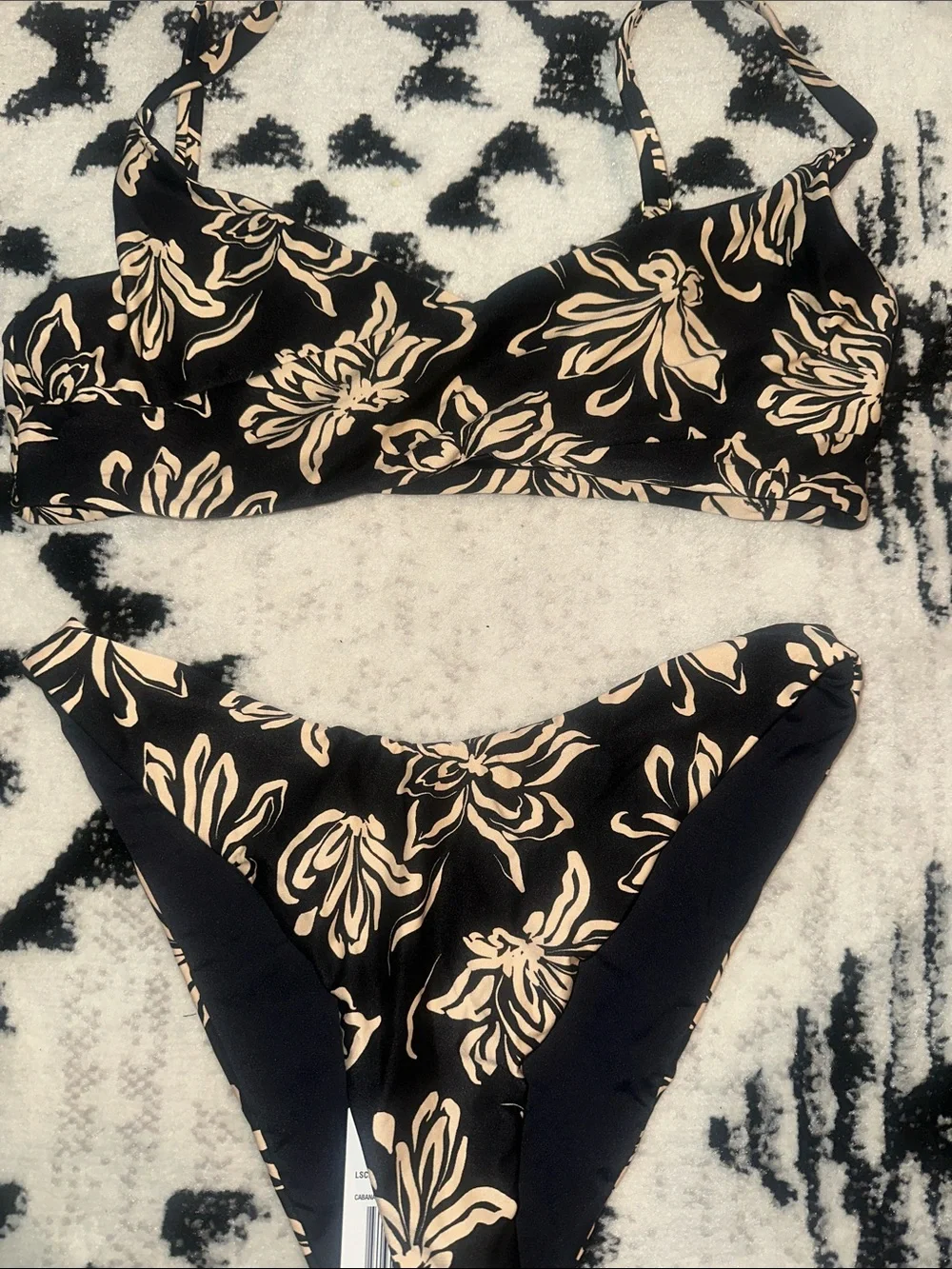 l*space Black and Beige Floral Bikini Set